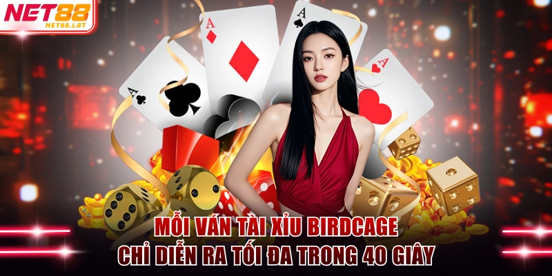 Mỗi ván Tài Xỉu Birdcage chỉ diễn ra tối đa trong 40 giây